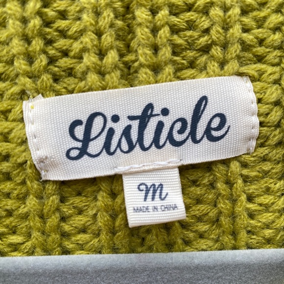 Listicle Ribbed Knit Chunky Green Mock Turtleneck 3/4 Sleeve Sweater - Picture 9 of 10